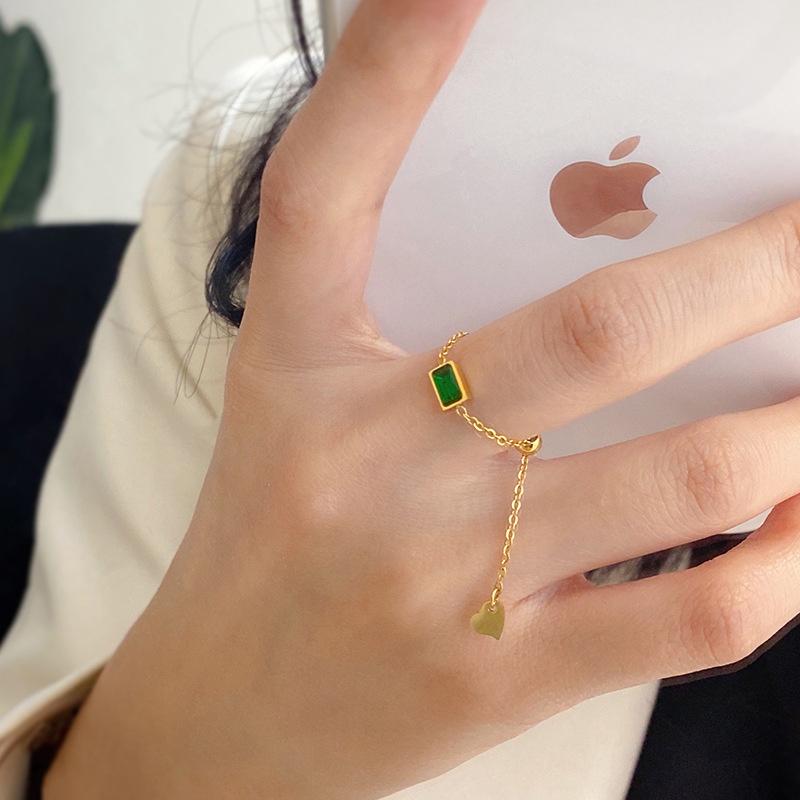 Cincin Rantai Berlian Warna Hijau Untuk Wanita