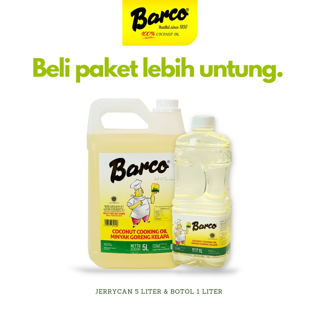 

Paket Hemat!! Minyak Goreng Barco Jerrycan 5 ltr & Botol 1 ltr