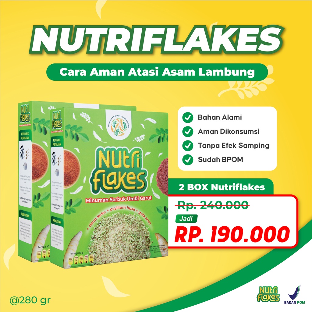 Nutriflakes Umbi Garut Sereal Asam Lambung Maag dan Gerd 2 Box