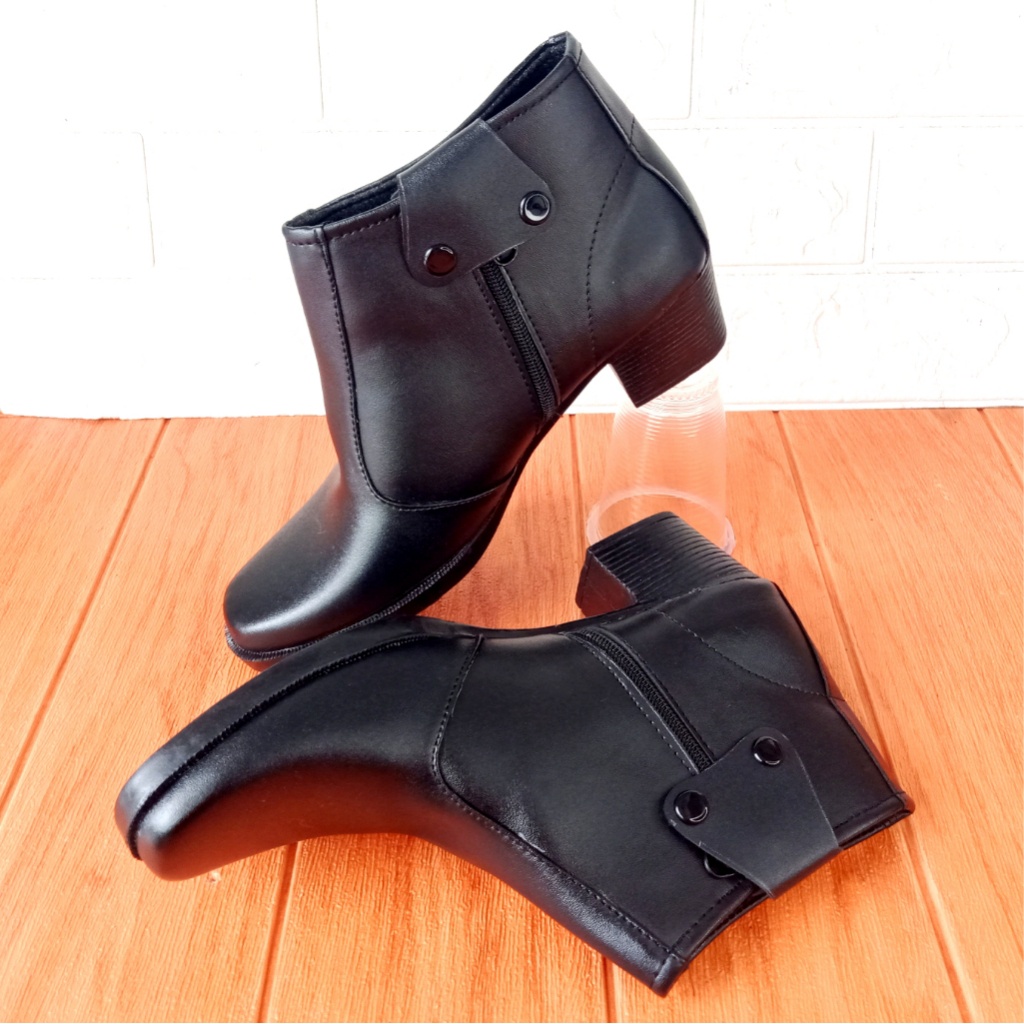 CWE Kilap Sepatu Pantofel PDH PDL Boot Hak 5Cm Wanita Size 37-42