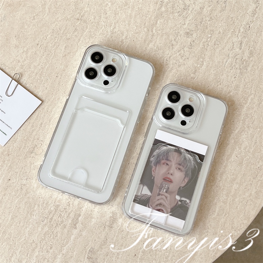 Redmi A1 Plus 10C 10A 10 9A 9C 9 9T Note 11s 10s 9s 11 10 9 8 Pro Poco X3 NFC X3Pro Mi 11 12 Lite 11T Pro Putih Transparan Card Holder Phone Case Clear TPU Soft Cover Pelindung