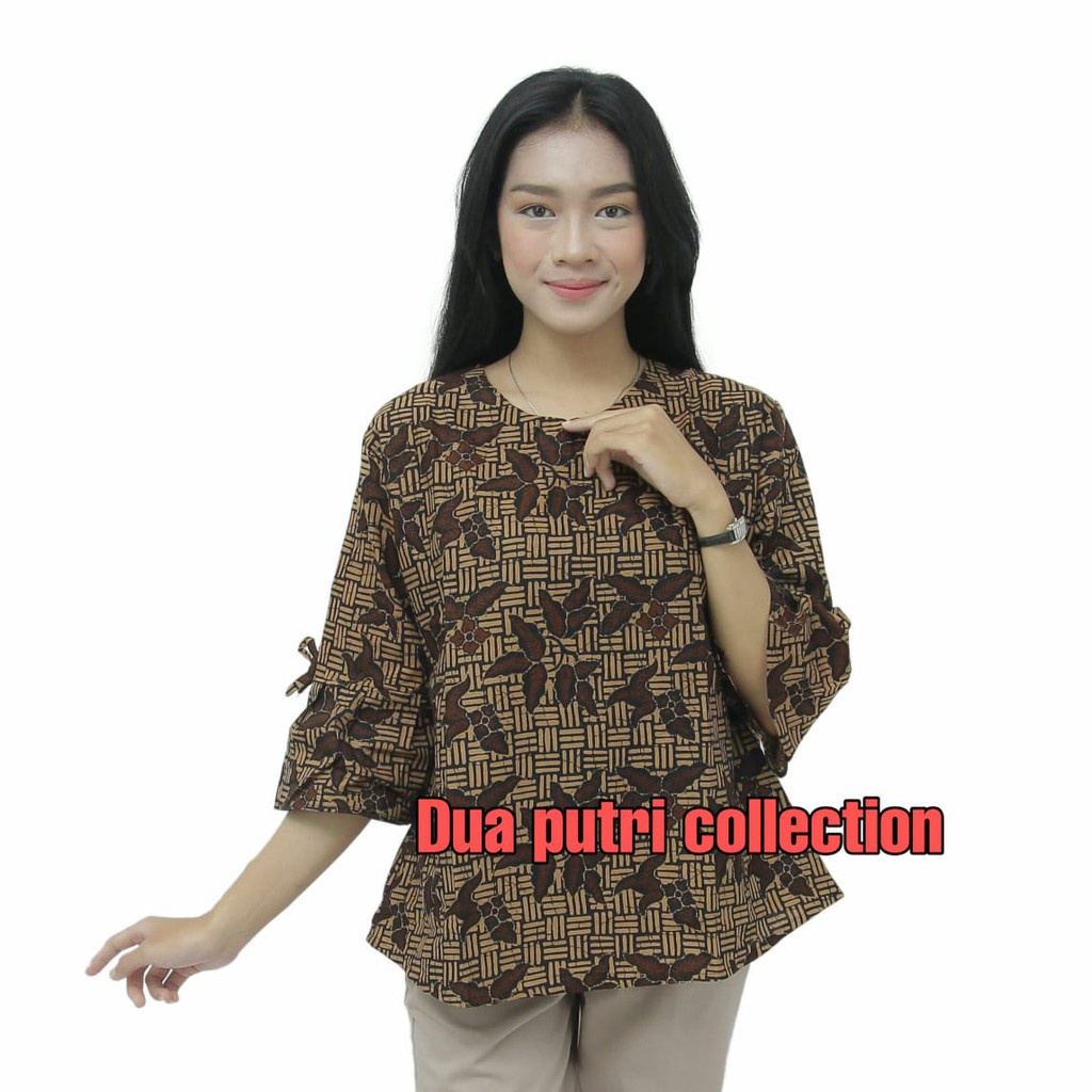 Blouse Atasan Batik Wanita Lengan Trompet 7/8- S-M-L-XL-XXL-3L-4L-5L