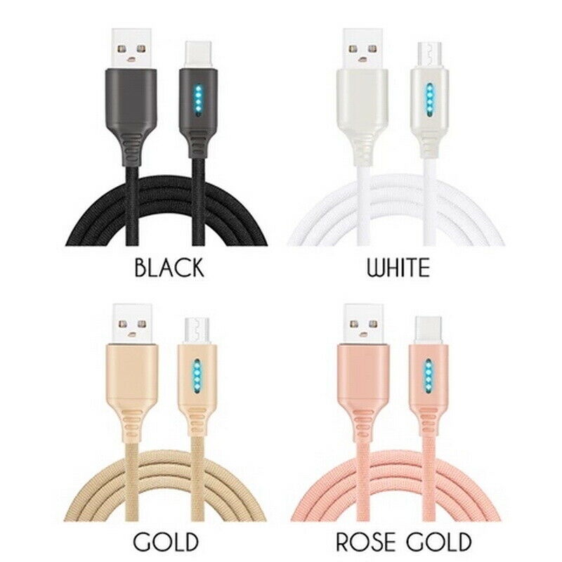 Smart Power off 2.4A Charging Kabel Data Untuk Samsung iPhone Auto Power-off Protection Cord Dengan LED Untuk Micro USB Type C