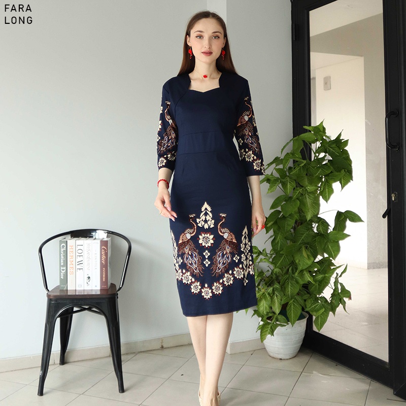 Evercloth Fara Dress Batik Wanita Dress Wanita Jumbo Batik Couple Seragam