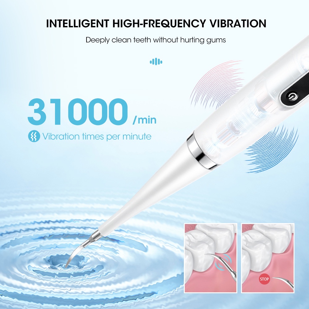 Dental Scaler Tool Electric Ultrasonic Toothbrush Portable 2 IN 1 Alat pembersih Plak gigi / Tartar Remover Tool / Tooth Cleaner IPX7 Waterproof