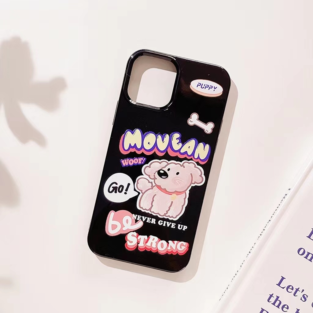 IPHONE Ins Thinking Puppy Cocok Untuk Iphone14 14pro 14plus 13 13mini 13pro 13prm iPhone12 7Plus 8Plus Xr XS 13 12mini Pro Max Empat Sudut Casing Ponsel Tahan Guncangan