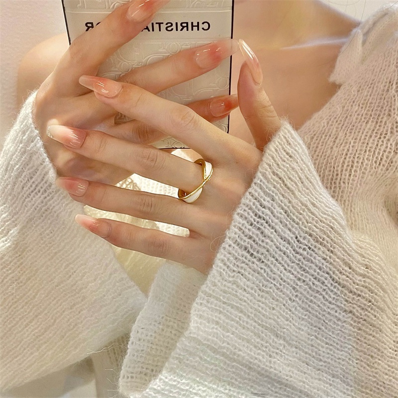 Emas Gross Drop Glaze Ring Female Ins Style Cincin Jari Telunjuk Mode Sederhana