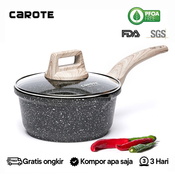 Terlaris Carote Essential Woody Panci Susu Anti Lengket Sauce Pan Batu Granit