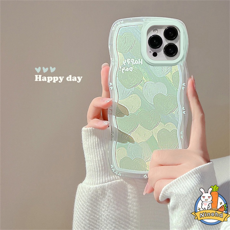 Soft Case Pelindung Motif Hati Warna Hijau Tahan Banting Untuk iPhone 14 13 12 11 Pro Max Xs Max X Xr 7 8 6 6s Plus SE 2020