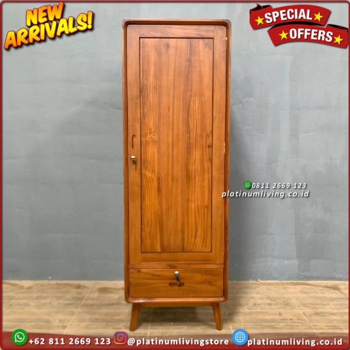 Lemari Pakaian Jati Pintu 1 Lemari Baju anak Kayu Jati Furniture Indonesia