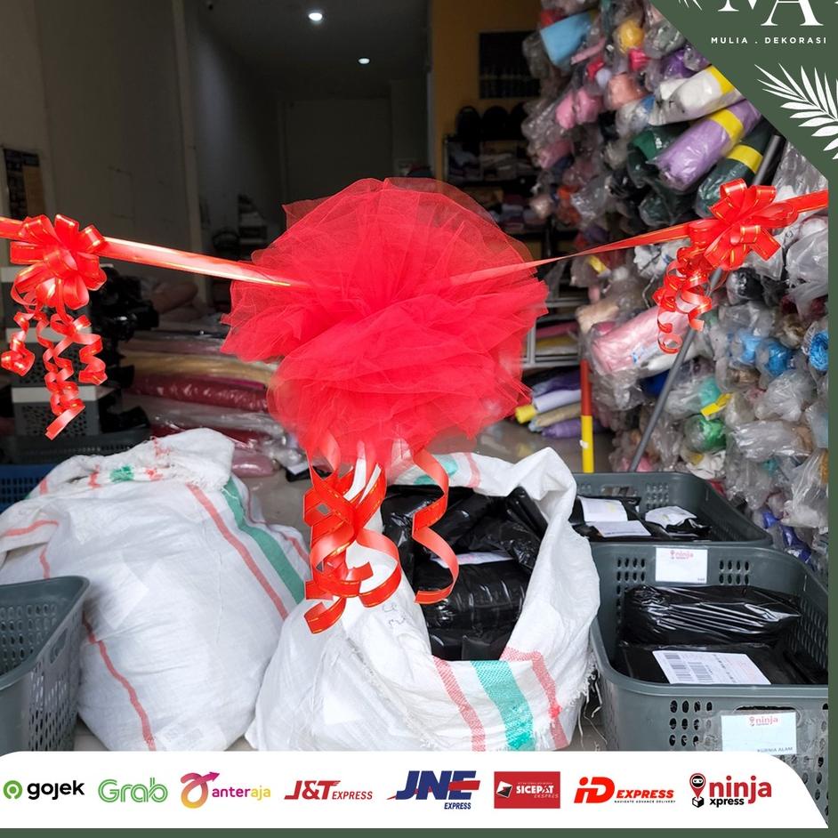 

Produk Terbaik Pita Peresmian 1 Set Lengkap Gunting Grand Opening Pompom Tile Besar Murah Panjang 4m