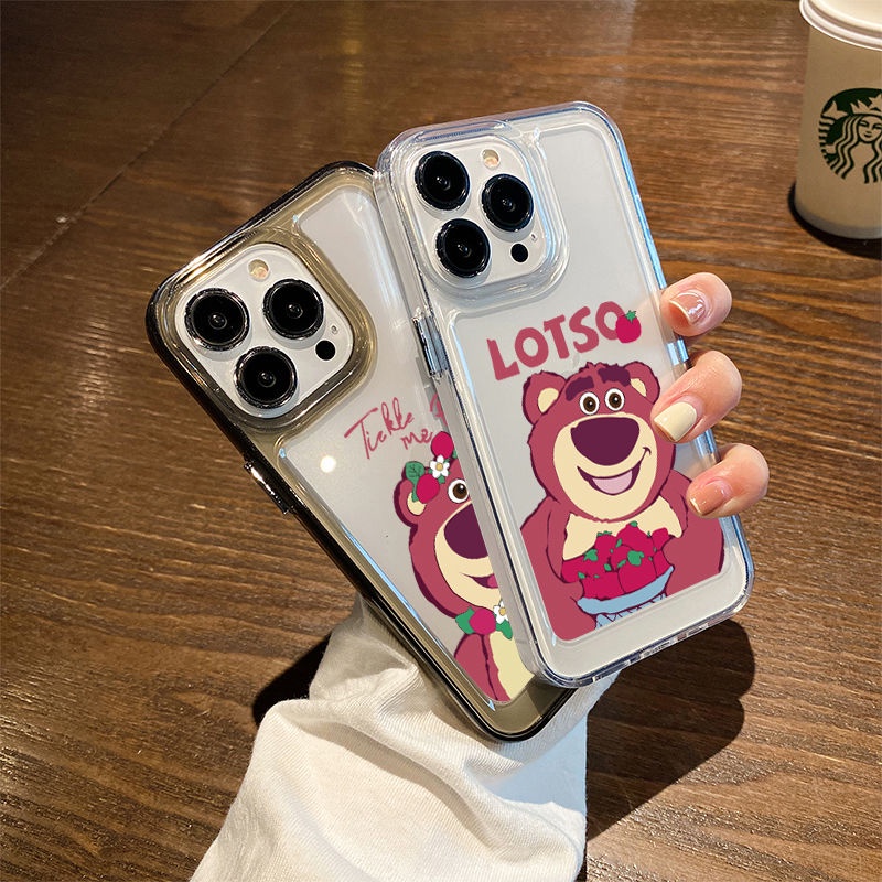 IPHONE Soft Case Beruang Pink Lucu Kompatibel Untuk Iphone14 11 13 12 Pro XS Max XR X8 7 6S Plus Casing Ponsel Transparan Silikon TPU Shockproof Cover