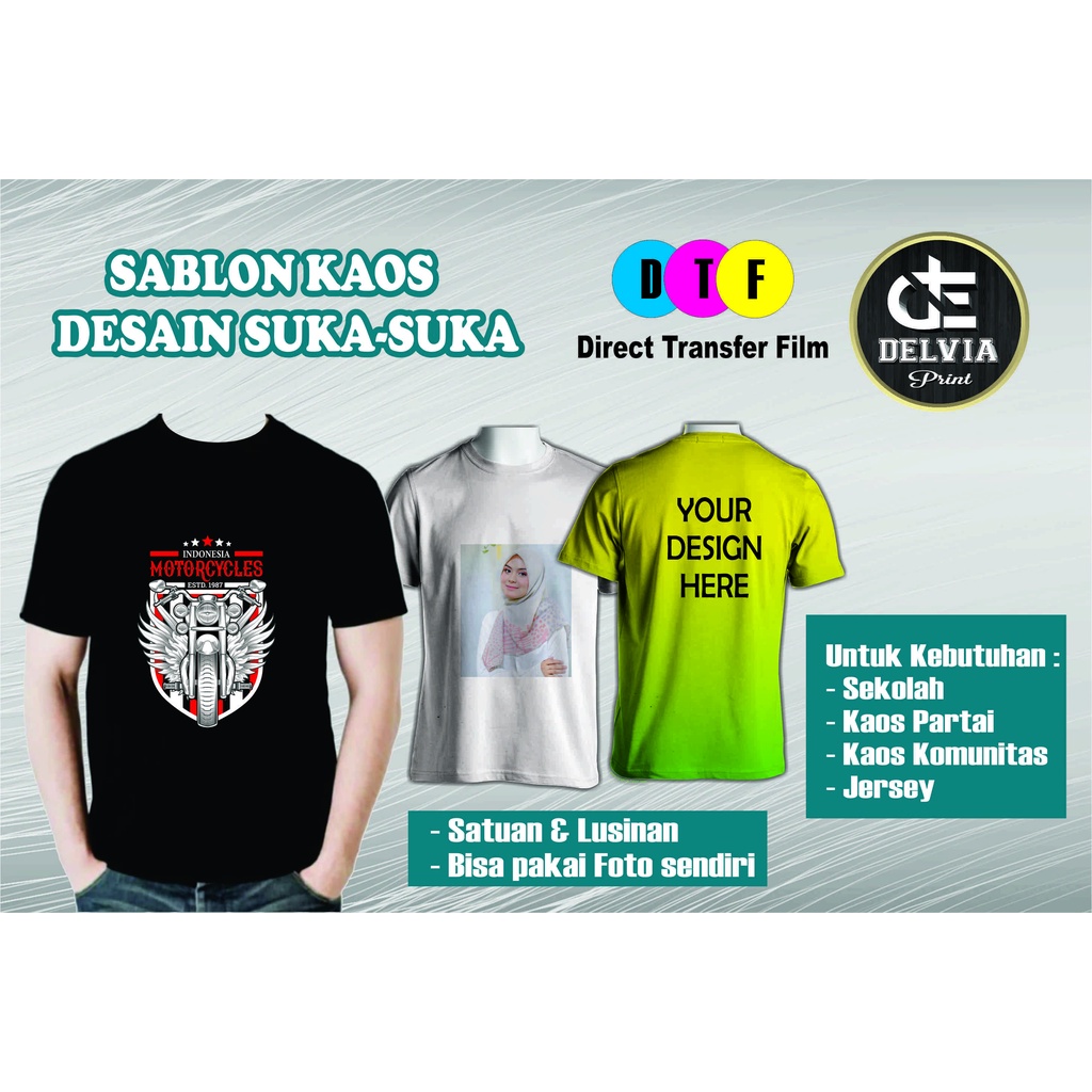 

Sablon Kaos Custom/design Suka-Suka / Sablon DTF Satuan / Full Warna / COMBED 30s