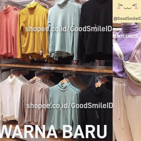 STOK TERBATAS SALE Women Kaos Turtleneck Fleece T-Shirt Heattech Longjohn SALE UNIQLO Wanita Kaos Le