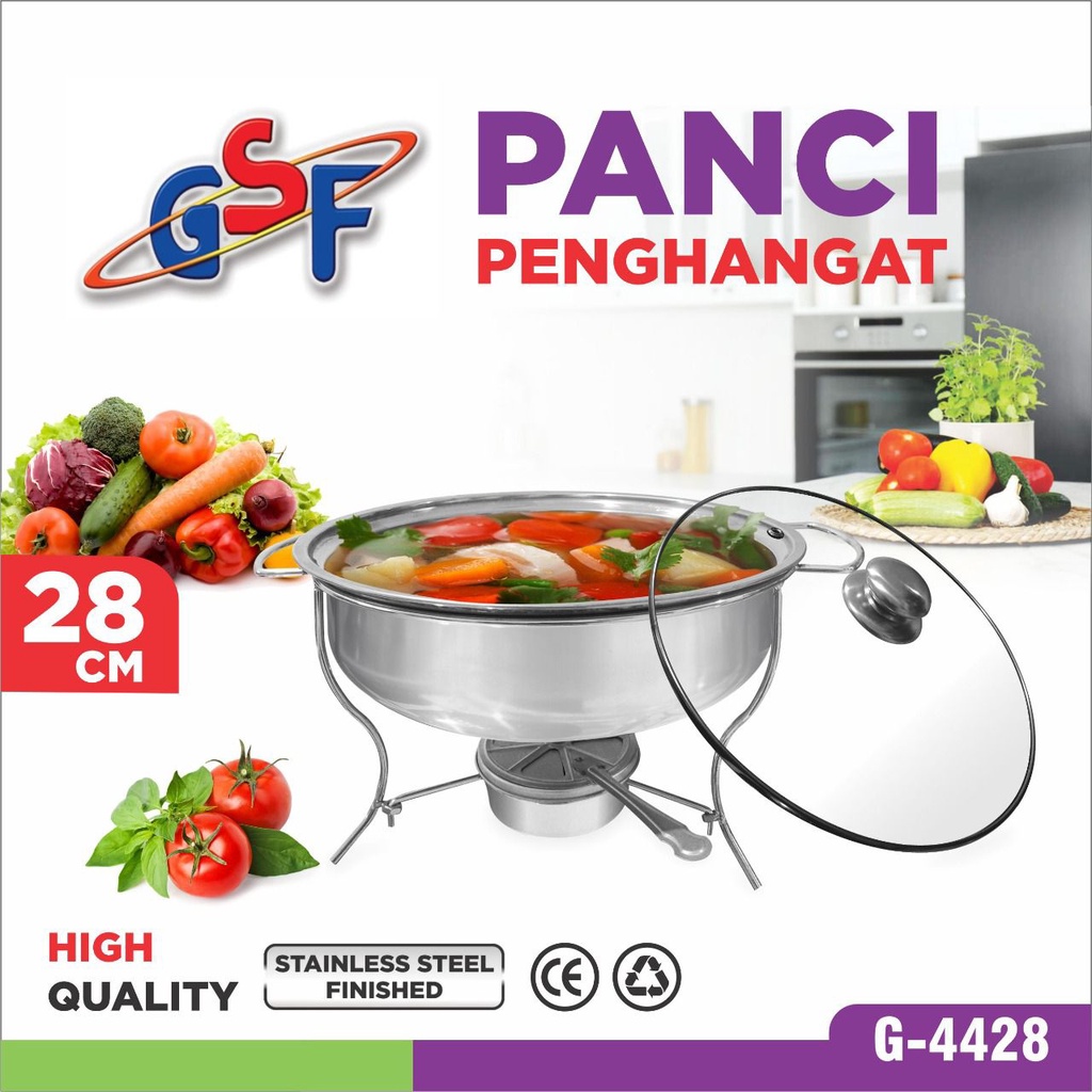 WADAH SAJI PRASMANAN TEMPAT PRASMANAN FAST FOOD DISH WARMER SQUARE PAN TUTUP KACA GSF 4622