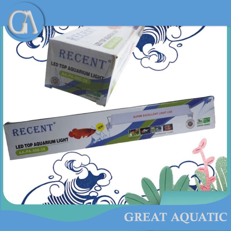 RECENT PA 500 lampu LED aquarium Lampung gantung aquarium 50/60cm 3xganti warna