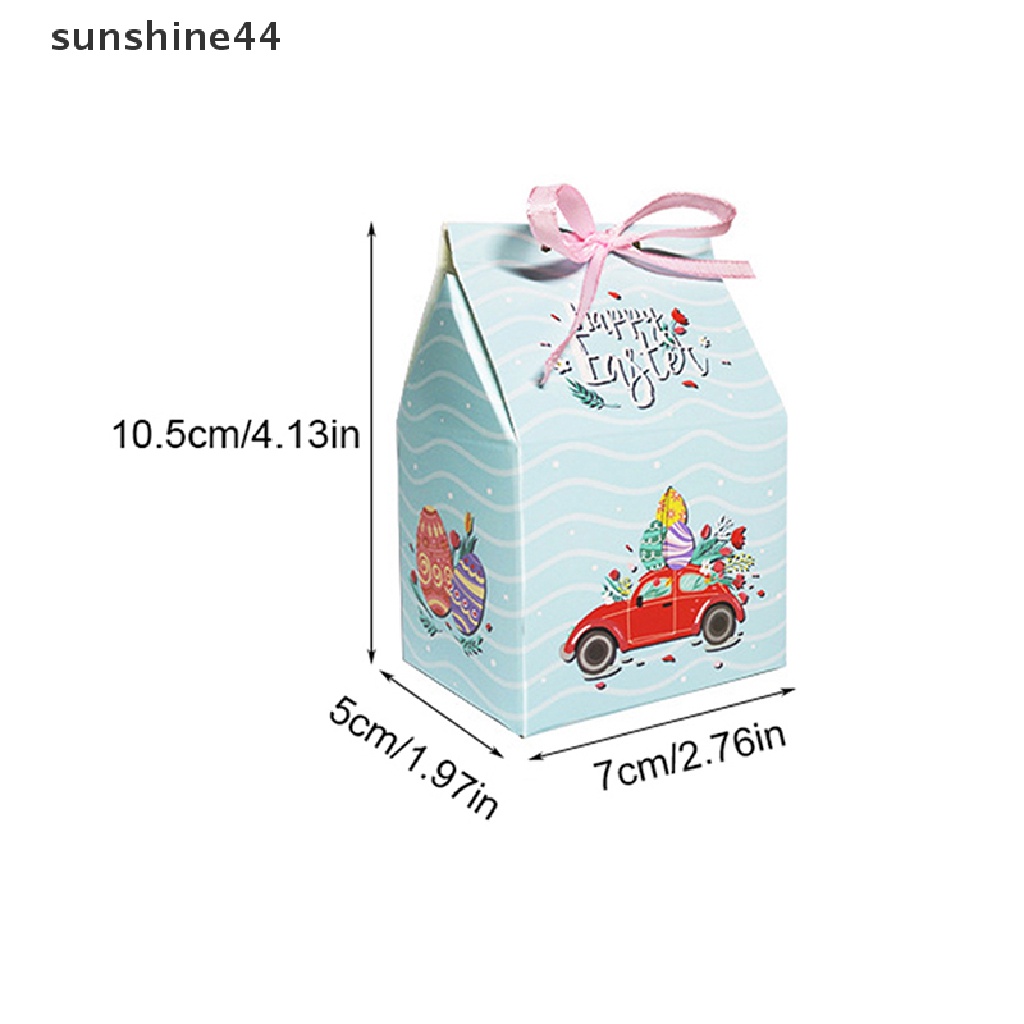 Sunshine 12Pcs Kotak Hadiah Paskah Kotak Kertas Motif Kartun Hewan Bunga Dengan Pita ID