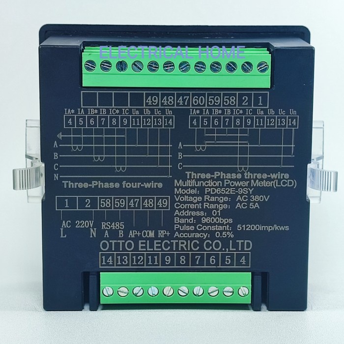 Multifunction Power Meter 3Phase Digital LCD PD652E-9SY 96x96mm OTTO