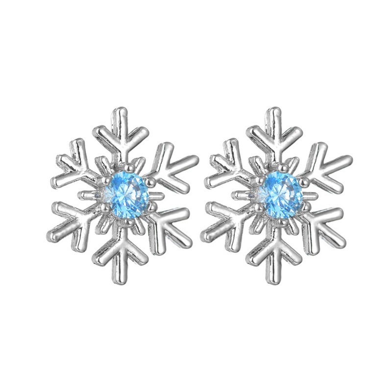 Kristal Zirkon Snowflake Stud Earrings Untuk Wanita Berlian Imitasi Mengkilap Pesona Anting-Anting Gadis Natal Tahun Baru Ulang Tahun Perhiasan Hadiah