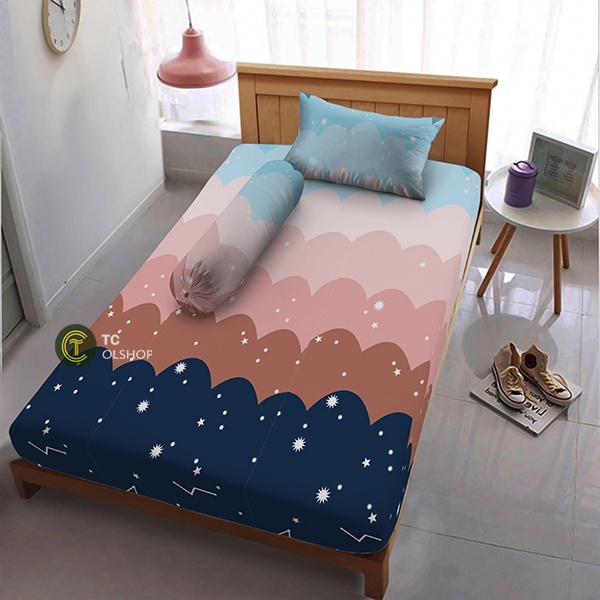 Sprei Aesthetic Cloudy Pastel Motif Awan Bahan Katun Adem