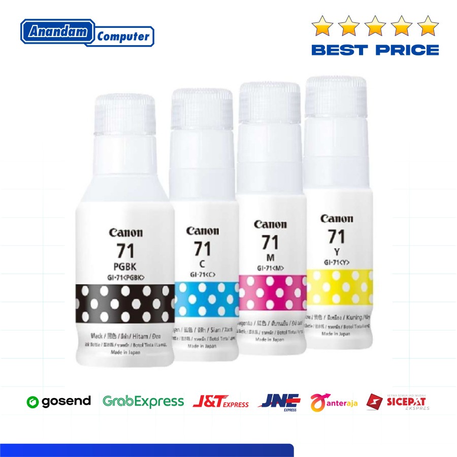 Tinta Canon GI-71 GI 71 Cyan Magenta Yellow Black Original Ink