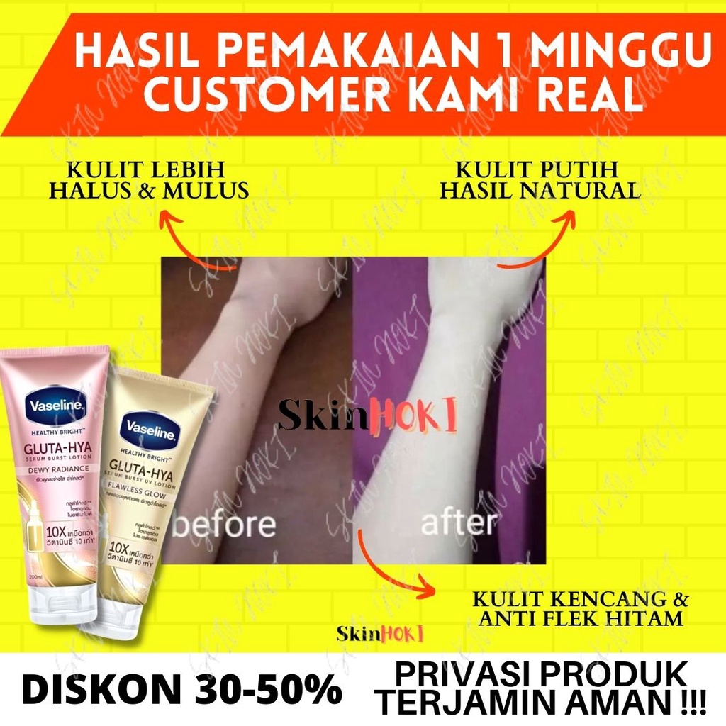 LOTION PEMUTIH BADAN PERMANEN VASELINE HEALTHY BRIGHT GLUTA HYA SERUM BURST LOTION