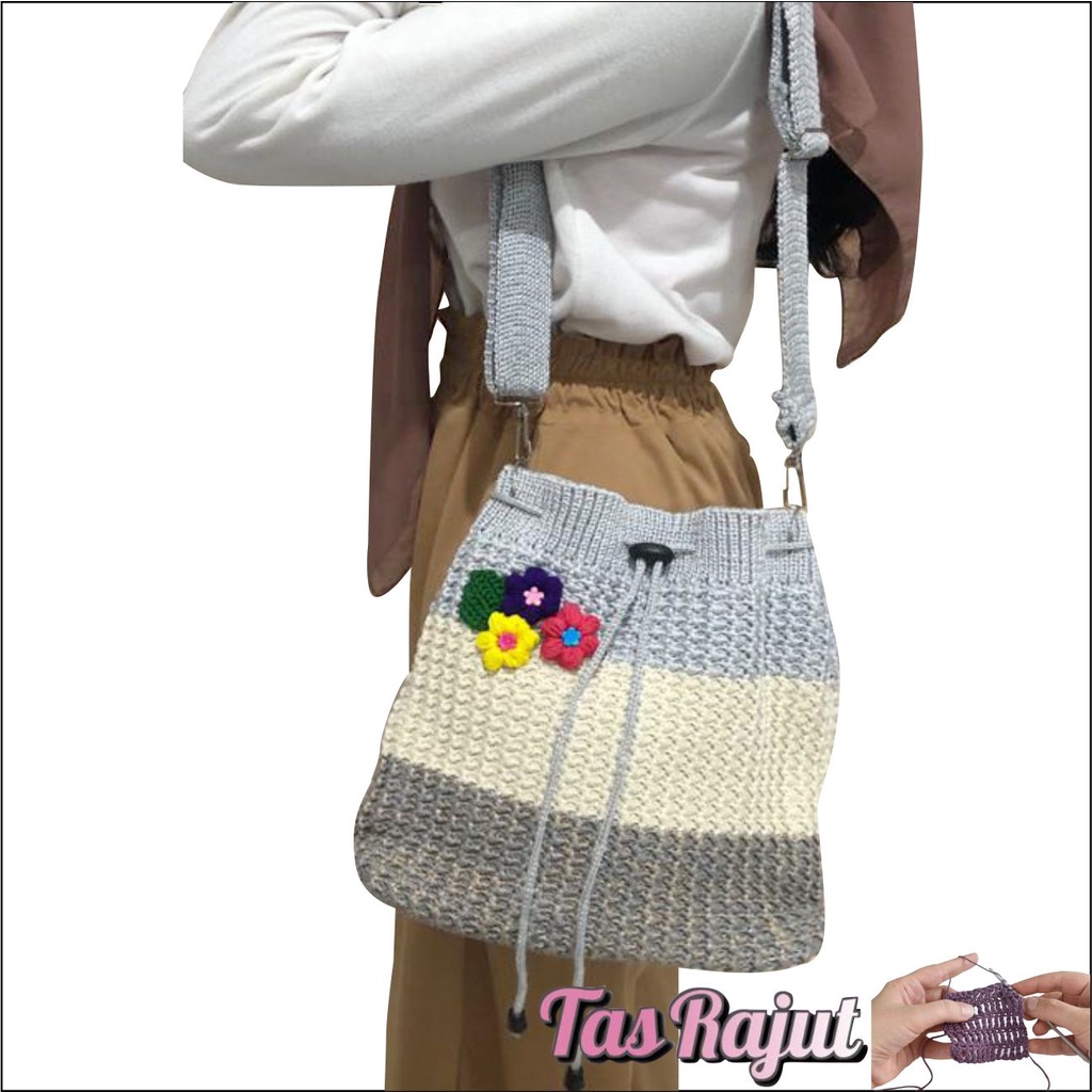Tas Selempang Serut Tas Rajut Wanita PEGE Hinari - PG 8953