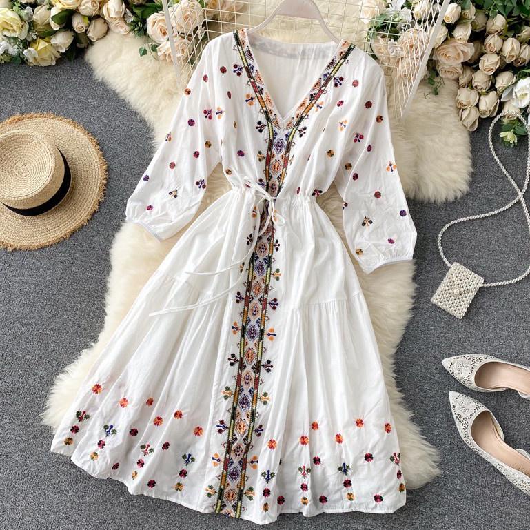 Siap Kirim TUNIK CANTIK BORIA TUNIK/MIDI DRESS WANITA/DRESS PENDEK BORDIR/DRESS SELUTUT FASHION KORE