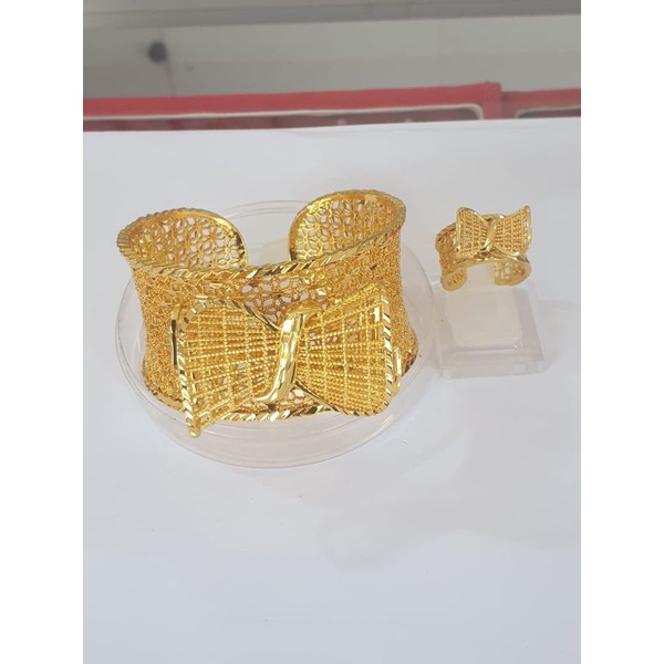 gelang set cincin pita lapis emas/gelang set lapis emas