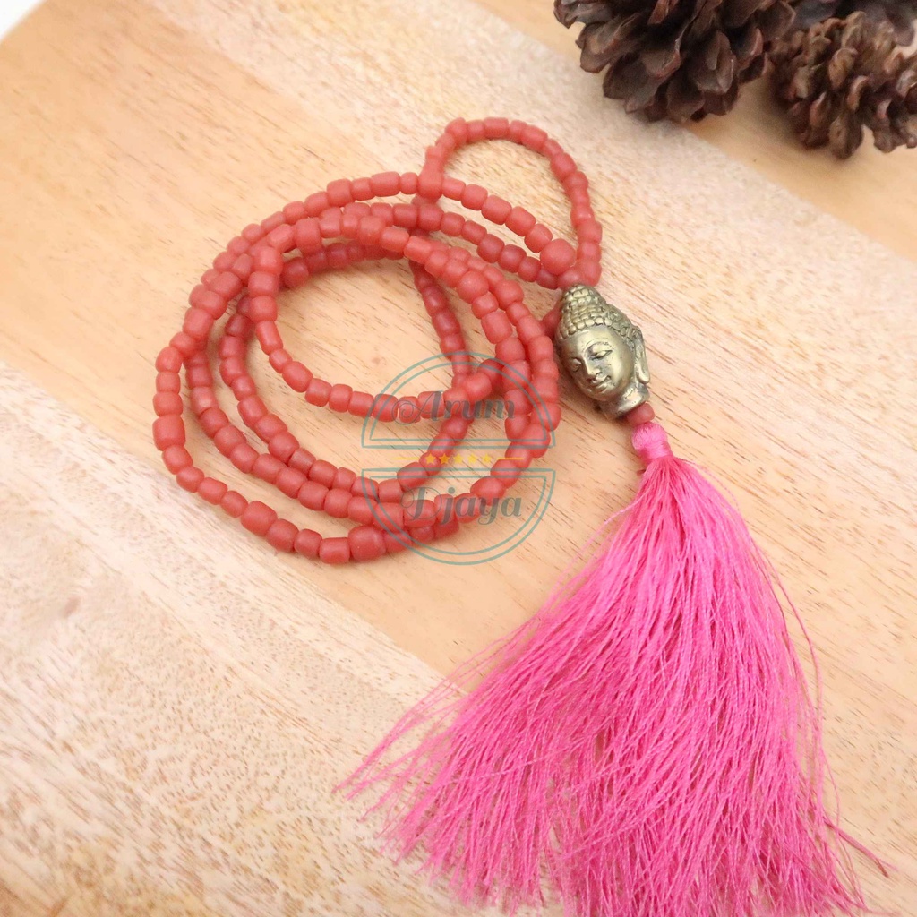 Tassel Necklace Beaded Buddha Blue Mala Necklace Spiritual Jewelry Buddha Head Charm Necklace