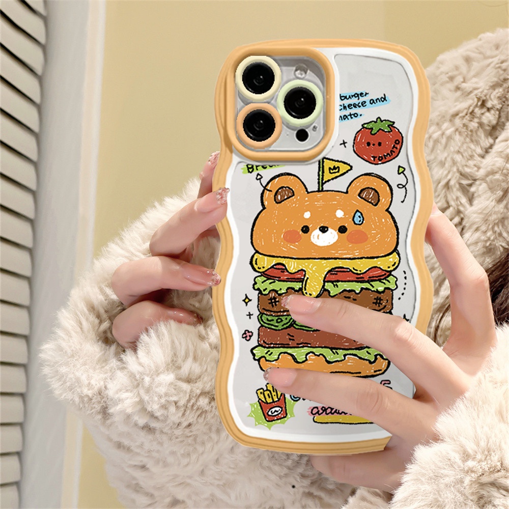 Soft case OPPO A17 A57 2022 A15 A16 A16K A54 A12 A5S A7 A94 A93 A3S A11k A53 A31 A52 A92 A37 F9 A1K A76 A36 5F A9 2020 Bear Rabbit Dan Graffiti Hamburger Wave Edge TPU Phone Cover