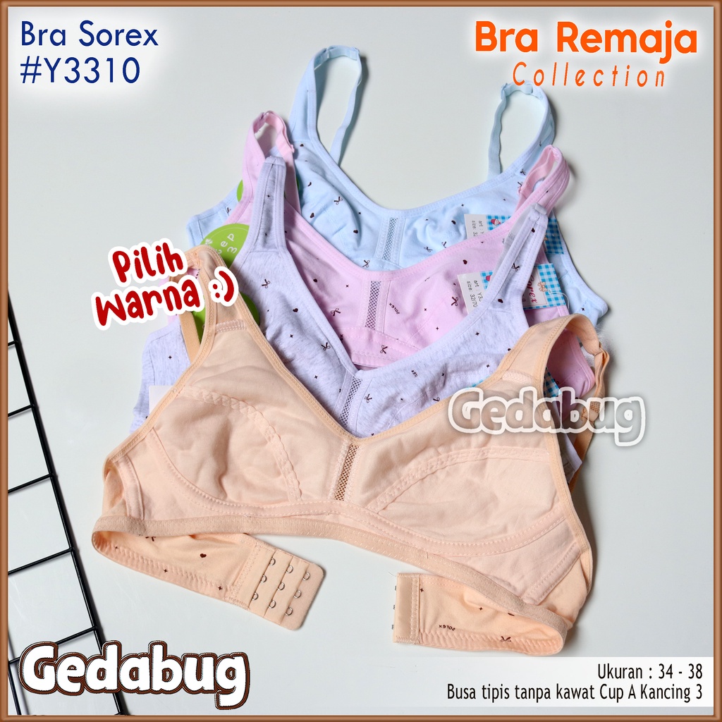 Bra BH Remaja Sorex Y3310 / Y 3310 Motif | Bra wanita / anak remaja tanpa Busa dan Kawat Step 3 | Gedabug