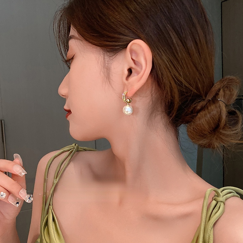 Anting Mutiara Mewah Menjuntai Ear Studs Aksesori Perhiasan Telinga Pernikahan