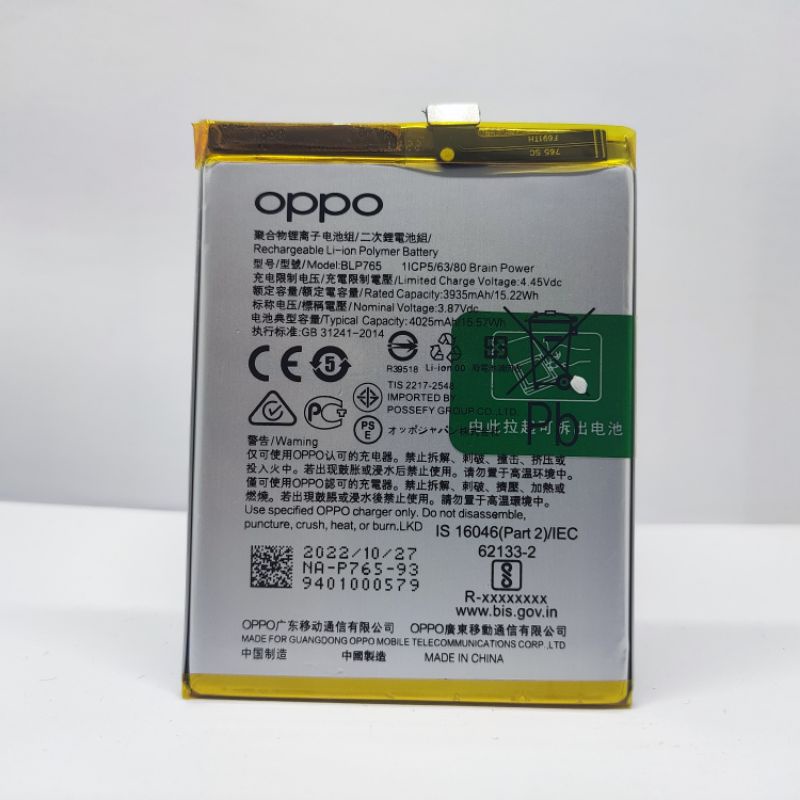 BATERAI BATRE BATREI OPPO RENO 3 / F15 / A91 BLP765 ORIGINAL