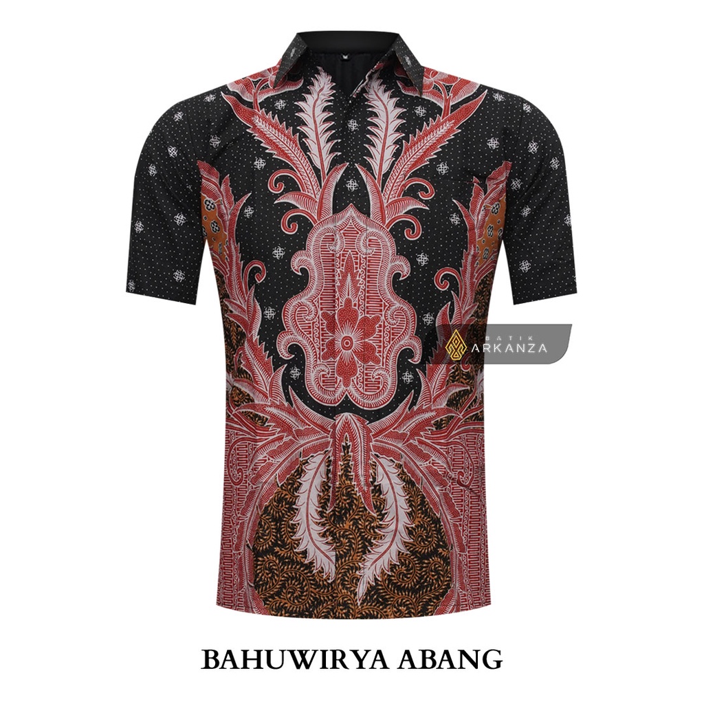 BATIK ARKANZA Motif BAHUWIRYA ABANG Hem Atasan Kemeja Baju Batik Premium Pria Cowok Laki Laki Slimfit Full Lapis Furing Tangan Lengan Panjang Lengan Pendek Original Asli Solo Laweyan