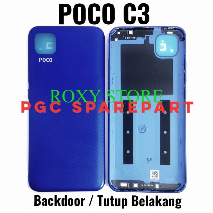 Original Backdoor Casing Belakang Poco C3 - Back Cover Case Door Back - Original