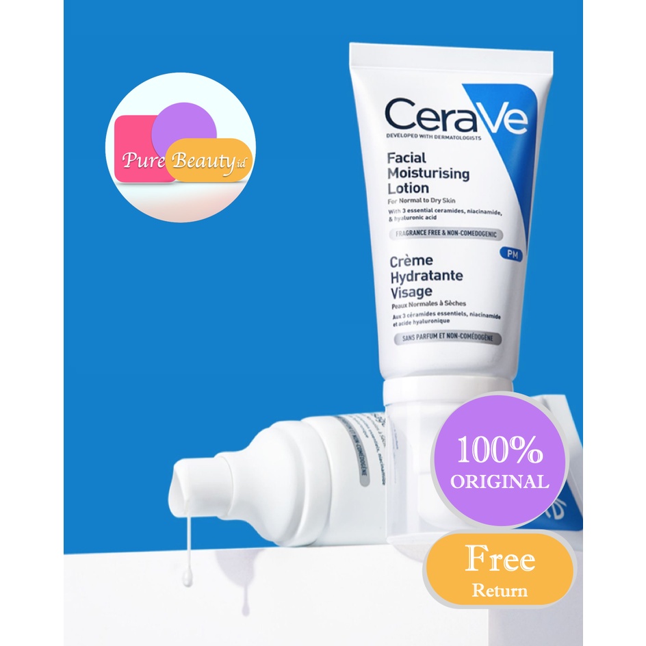 CeraVe Facial Moisturising Lotion 52ml ❤100% Original ❤ Ceramides Krim pelembab Sekaligus pencerah Night cream