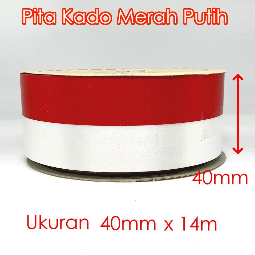 

U88 Pita Kado MERAH - PUTIH 4cm Ribbon 40mm x 14m Bendera Indonesia Merdeka 1.5" TERLARIS ギ