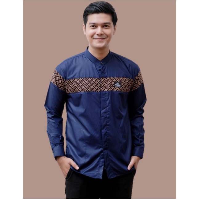 Baju Koko Pria Dewasa Lengan Panjang Motif Kobata Kombinasi Batik Terbaru,