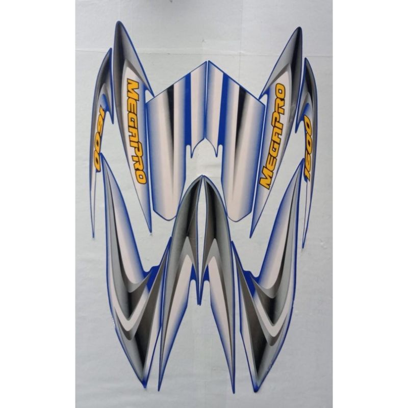 Striping sticker lis body honda megapro hiu 2005 full biru