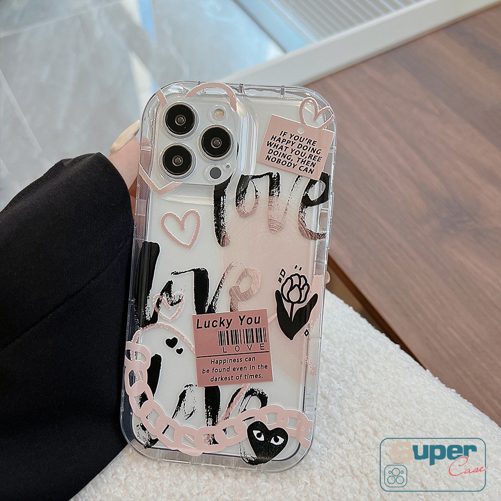 Oppo A17 A16 A77 A15 A95 A3s A12E A7 A76 A5s A35 A55 A74 A9 A53 A33 A32 A54 A16s Reno 4F 5a57 A77s A1K A12 A15s A17K A16K A52 A5 Graffiti Love Heart Label Bening Soft Airbag Case