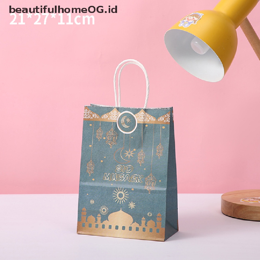 // Beautifulhomeog.id// 6pcs/set Tas Bingkisan Kertas Eid Mubarak Ramadhan Favo r Bag Untuk Hadiah Perlengkapan Pesta **