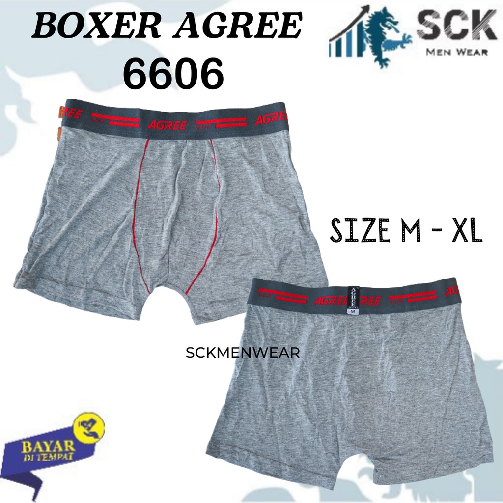 [ISI 2] CD Pria AGREE 6606 Boxer Bahan Katun / Boxer Laki Celana Dalam Cowok - sckmenwear GROSIR