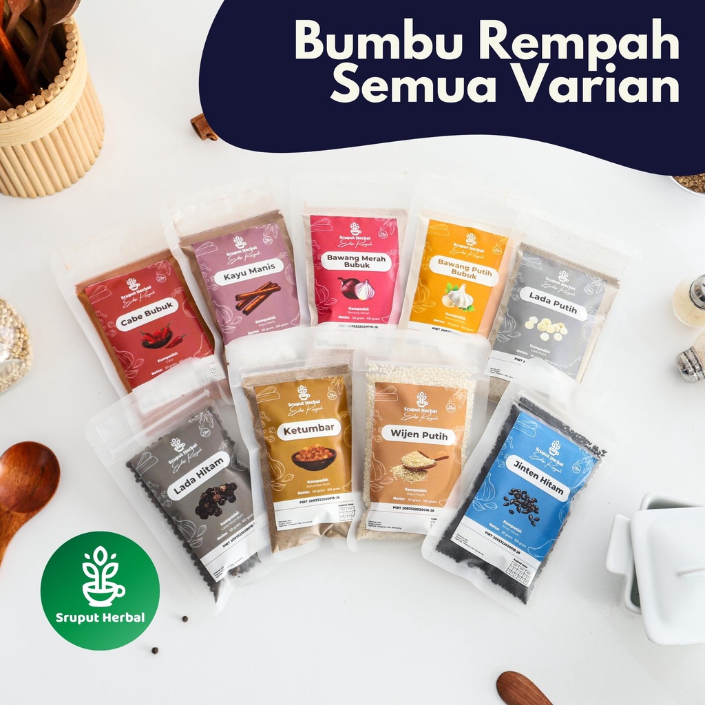 SRUPUT HERBAL - Bumbu Premium Semua Varian (Kemasan 50g) Lada Putih Bubuk