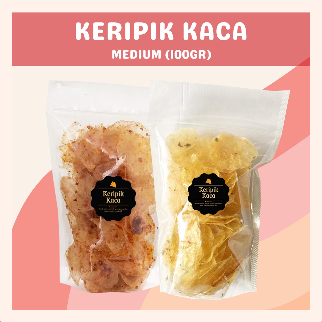 [DELISH SNACKS] Keripik Kaca Asin / Pedas (M) 100gr / Snack Cemilan Makanan Ringan / Camilan Gurih Asin