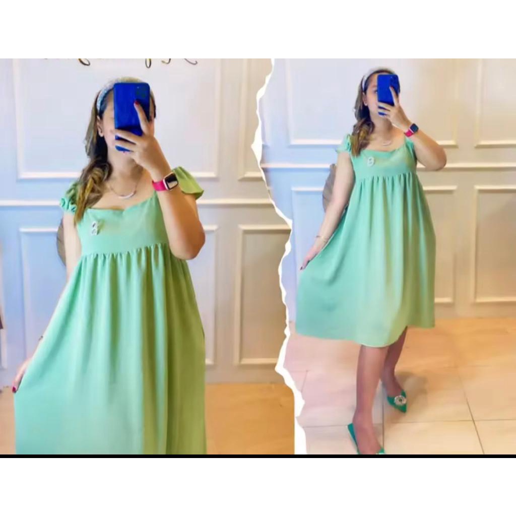 Toply shop Dres summer crinkle / Dres ruffle crinkle airlfow / Dres kekinian sedang viral