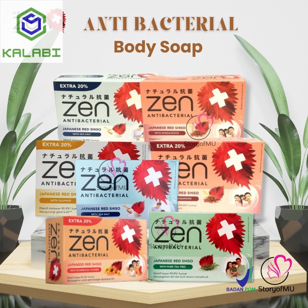 ZEN Antibacterial Bar Soap | Sabun Batang Mandi Kesehatan - Shiso & Sandalwood | Sea Salt | Sulphur 