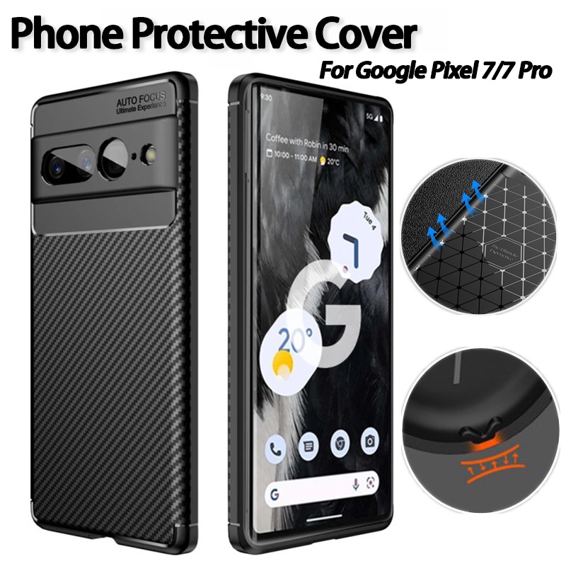 Pelindung Seluruh Tubuh Cover Hp Anti-knock Untuk Google Pixel7Per7 Pro Ultra Slim Shockproof Matte Pola Serat Karbon Ponsel Penutup Pelindung Tahan Gores