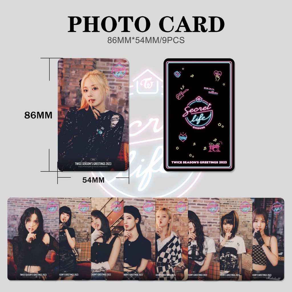 9pcs / set TWICE Japan Mini Album SECRET LIFE Photocards 2023 Season's Greeting Lomo Cards MOMO JIHYO DAHYUN TZUYU NAYEON Kpop Postcards