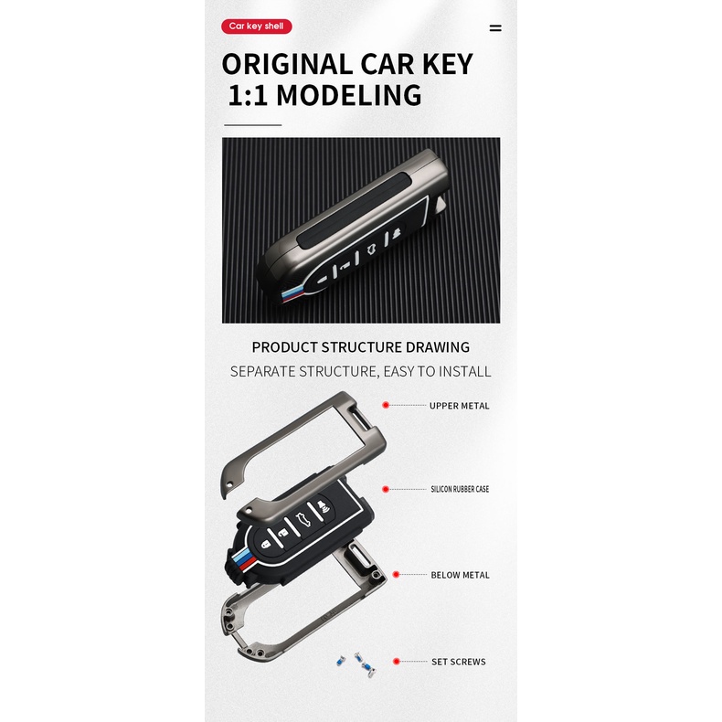 [Tersedia] Untuk Toyota Rush 1.5 GR Sport AT 2023 Zinc Alloy Silikon Smart Contorl Case Kunci Mobil Cover Gantungan Kunci Keychain